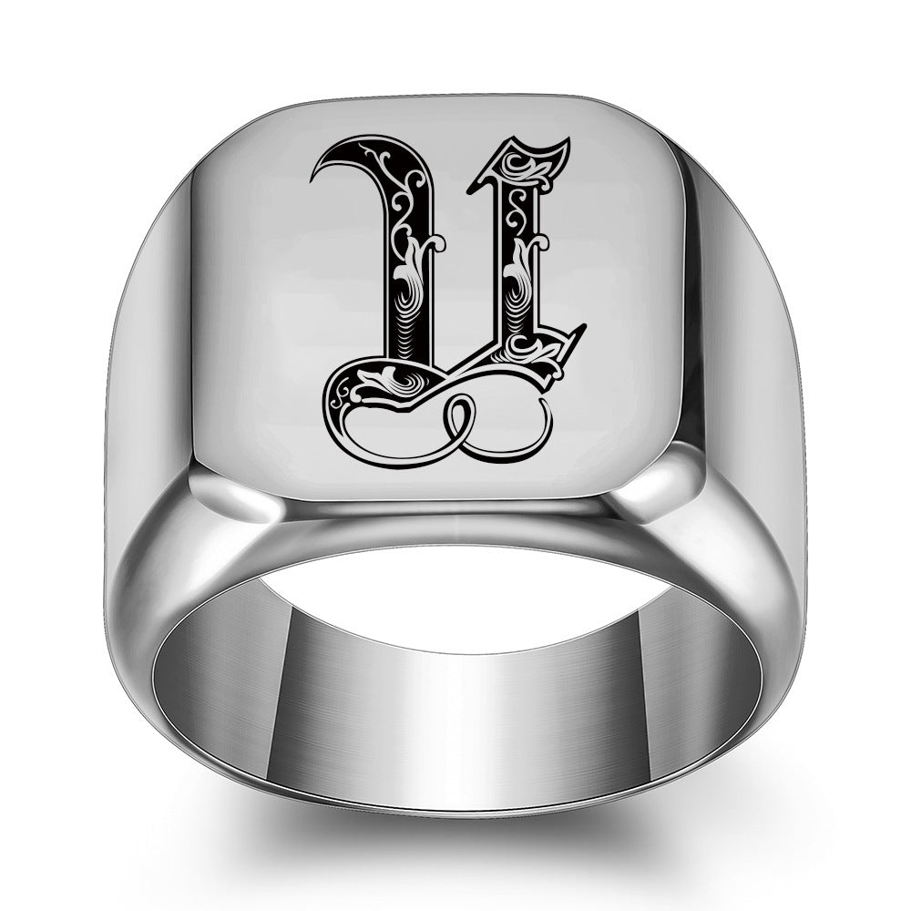 Bague classique Noble initiale | or blanc