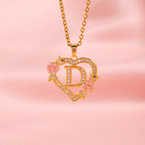 Collier floral breloque initiale | or