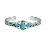 Bracelet turquoise goutte ouvert | or blanc
