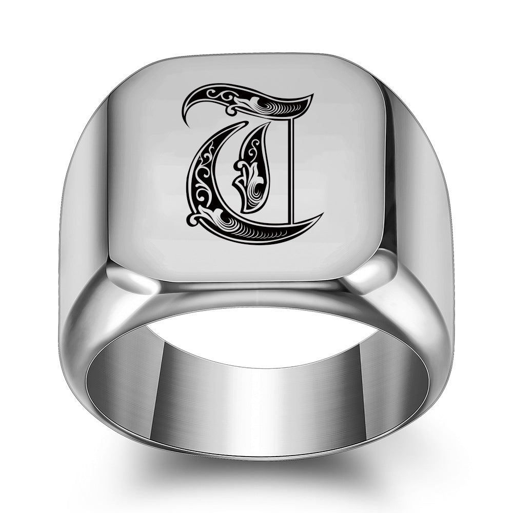 Bague classique Noble initiale | or blanc