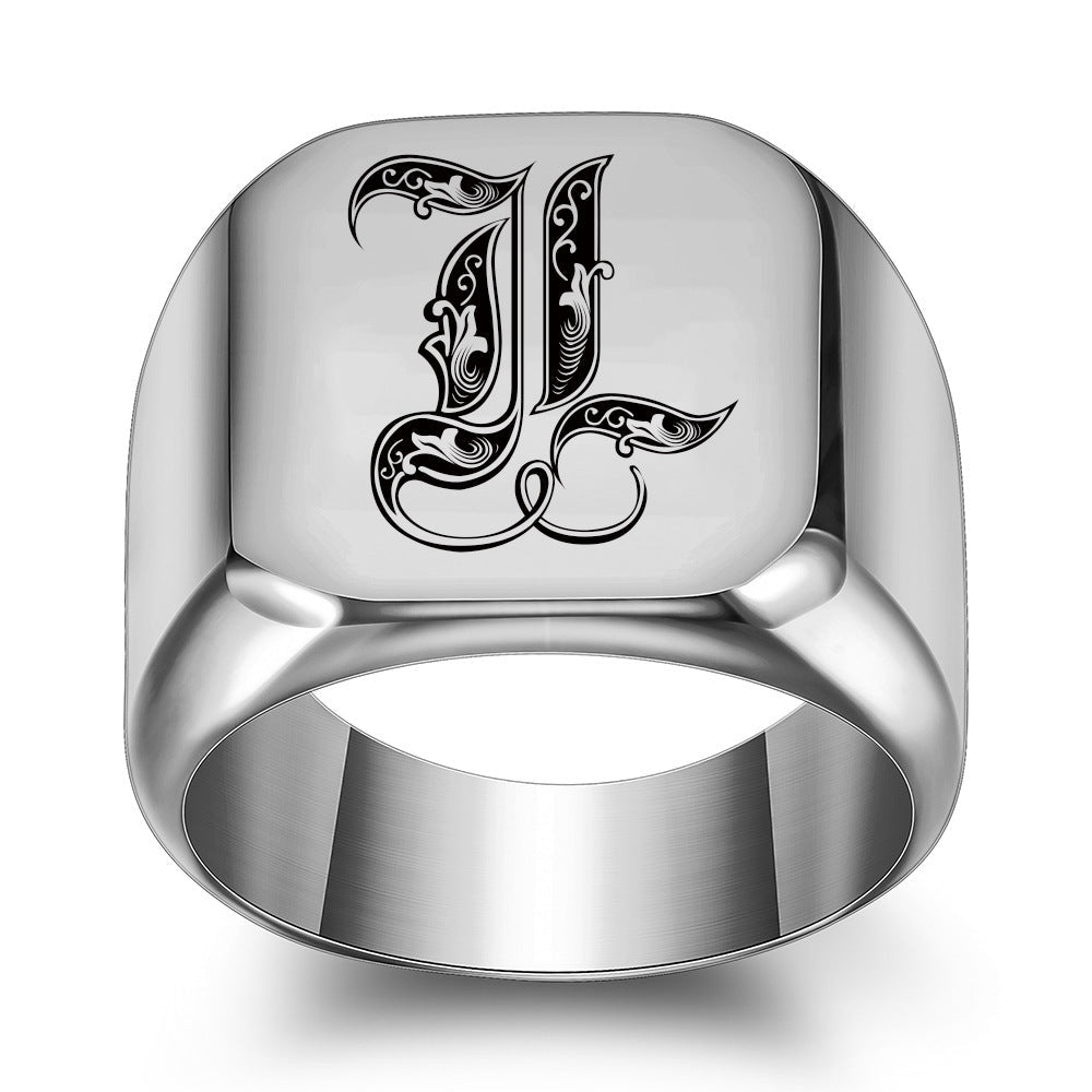 Bague classique Noble initiale | or blanc