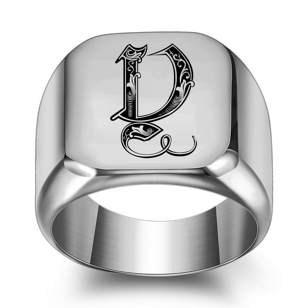 Bague classique Noble initiale | or blanc