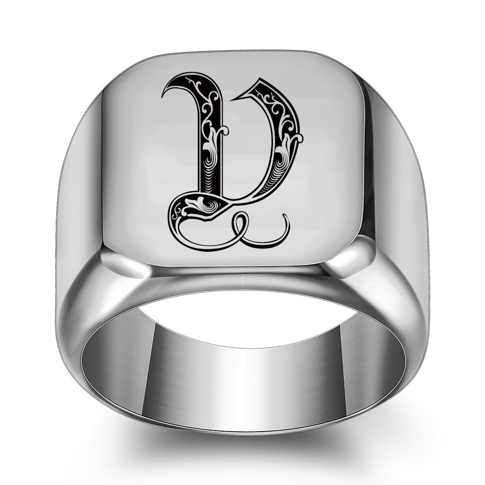 Bague classique Noble initiale | or blanc