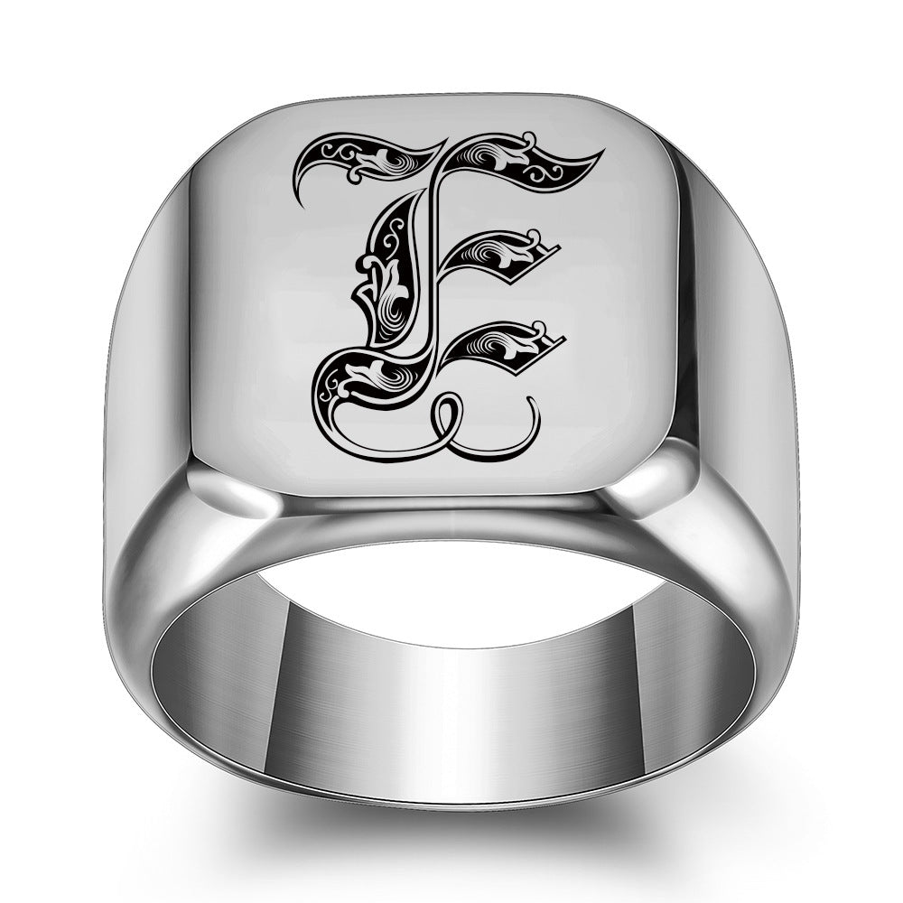 Bague classique Noble initiale | or blanc