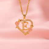 Collier floral breloque initiale | or