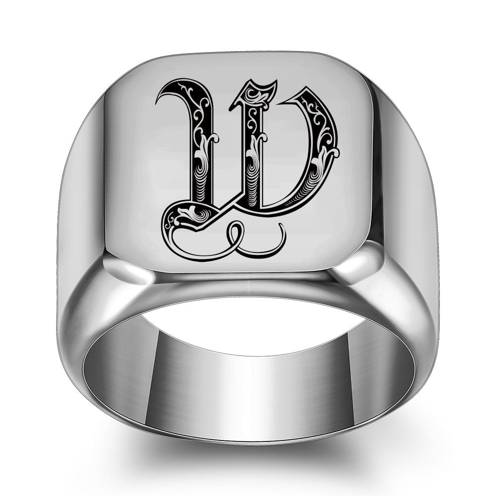 Bague classique Noble initiale | or blanc