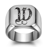 Bague classique Noble initiale | or blanc