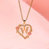 Collier floral breloque initiale | or