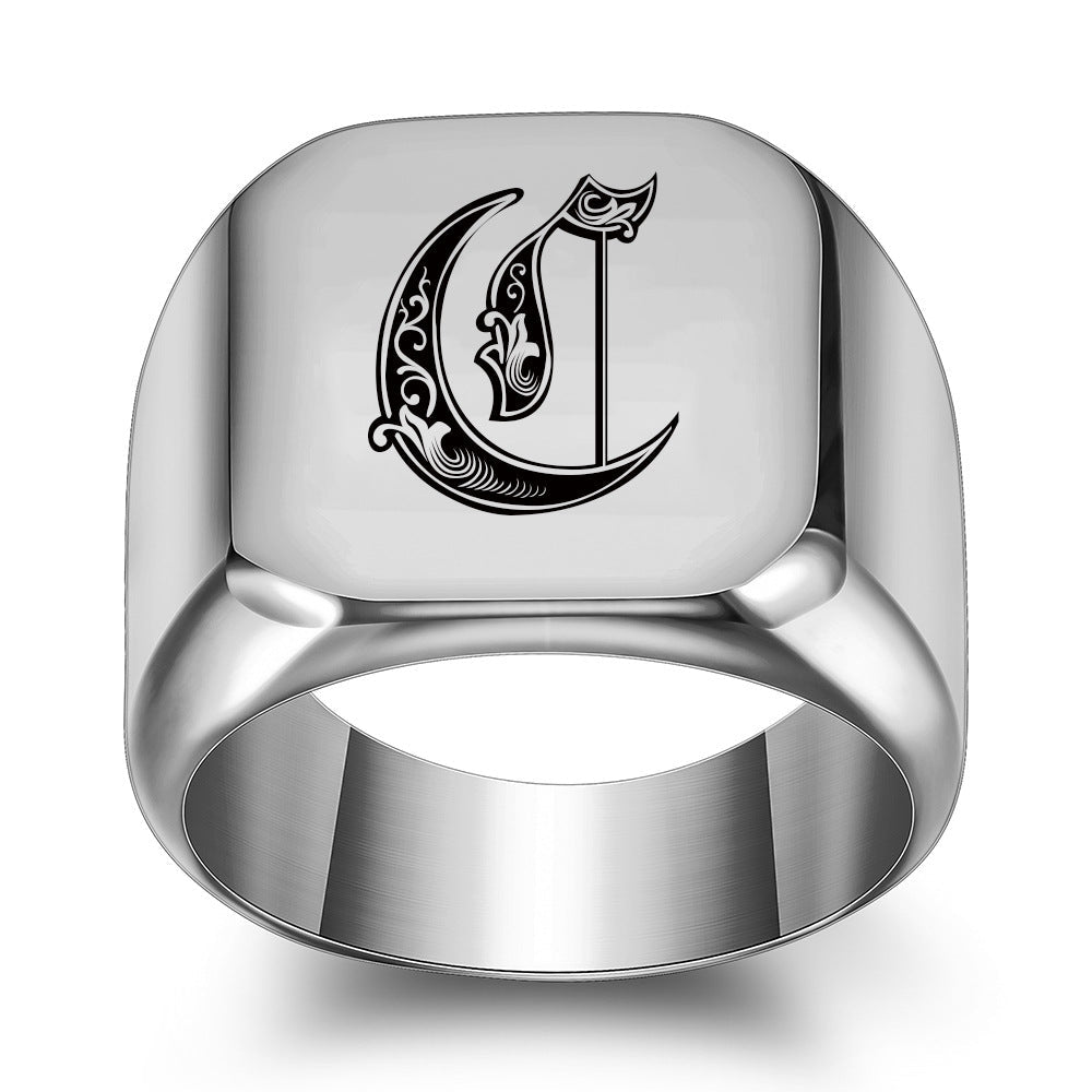 Bague classique Noble initiale | or blanc