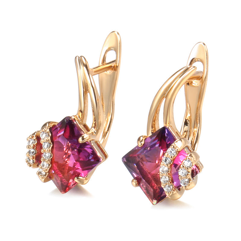 Boucles carmin carré cristal | rosegold