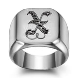 Bague classique Noble initiale | or blanc