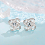 Ensemble Fleur de Givre trèfle nœud | or blanc