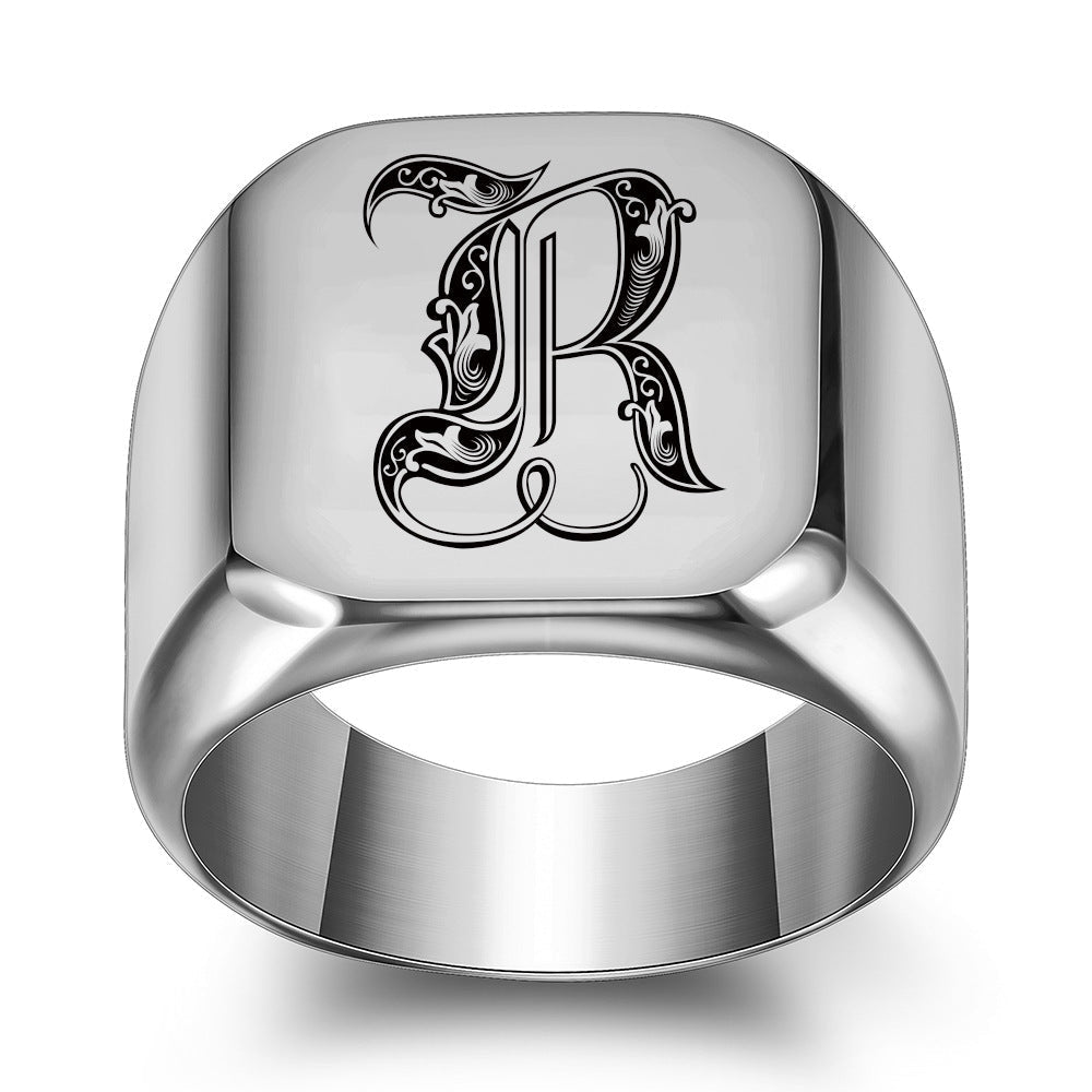 Bague classique Noble initiale | or blanc