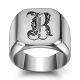 Bague classique Noble initiale | or blanc