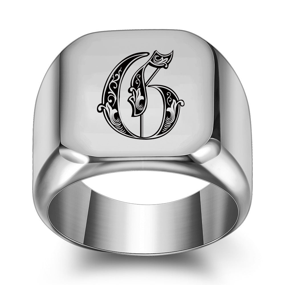 Bague classique Noble initiale | or blanc