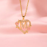 Collier floral breloque initiale | or