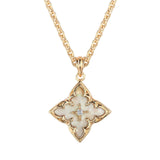 Collier blanc trèfle pendentif | or