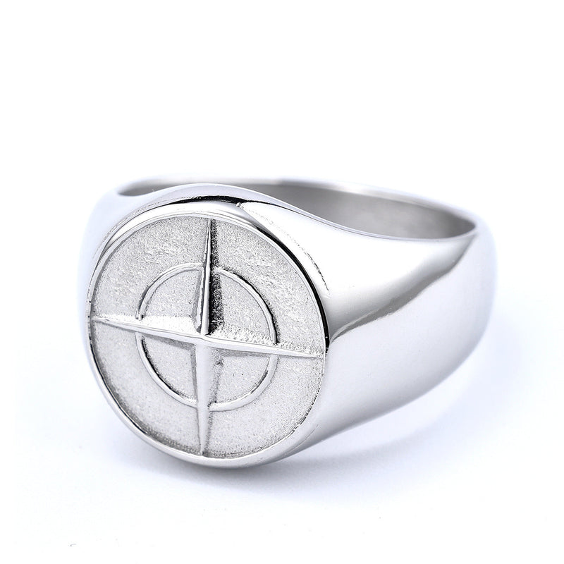 Chevalière classique Compass | or blanc
