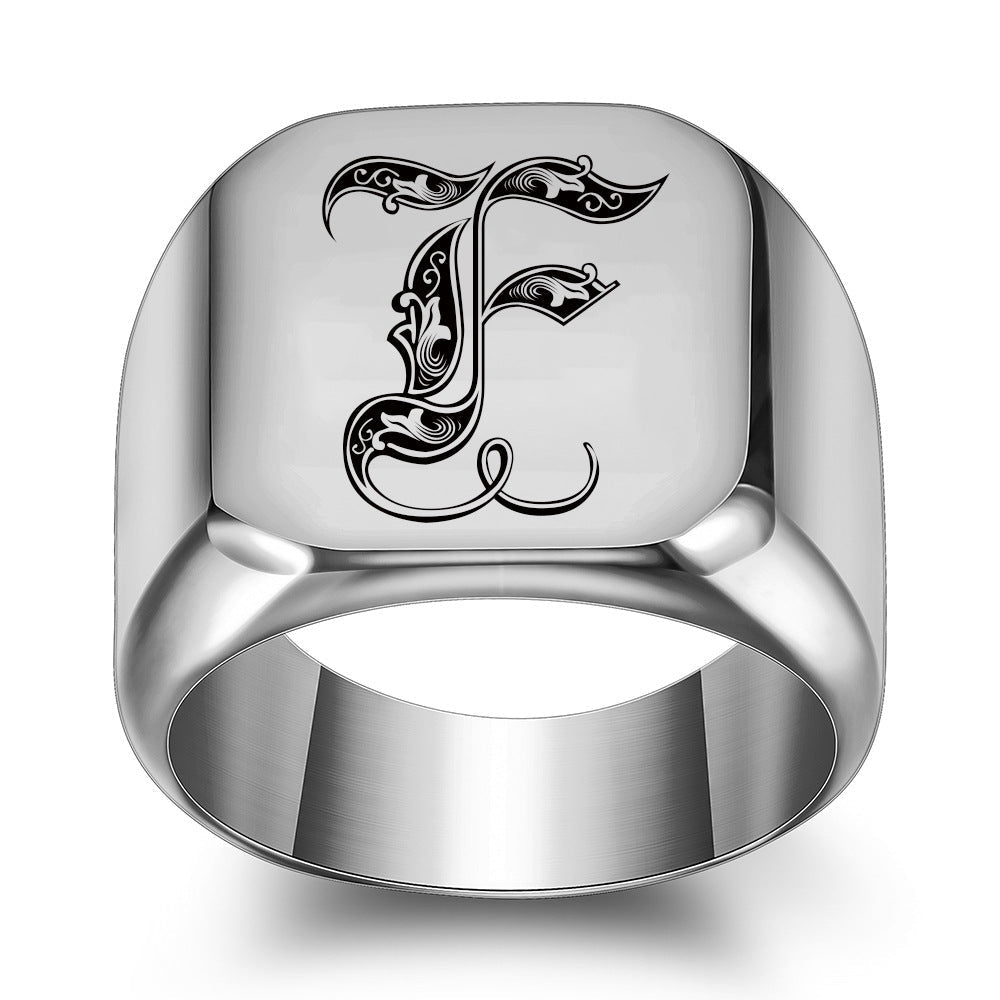Bague classique Noble initiale | or blanc