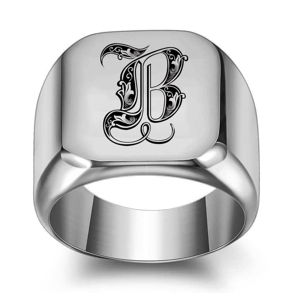 Bague classique Noble initiale | or blanc