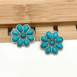 Puces Serelith turquoise pétale | or blanc