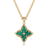 Collier marron trèfle pendentif | or