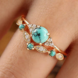 Lot de bagues Aureva turquoise couronne | or