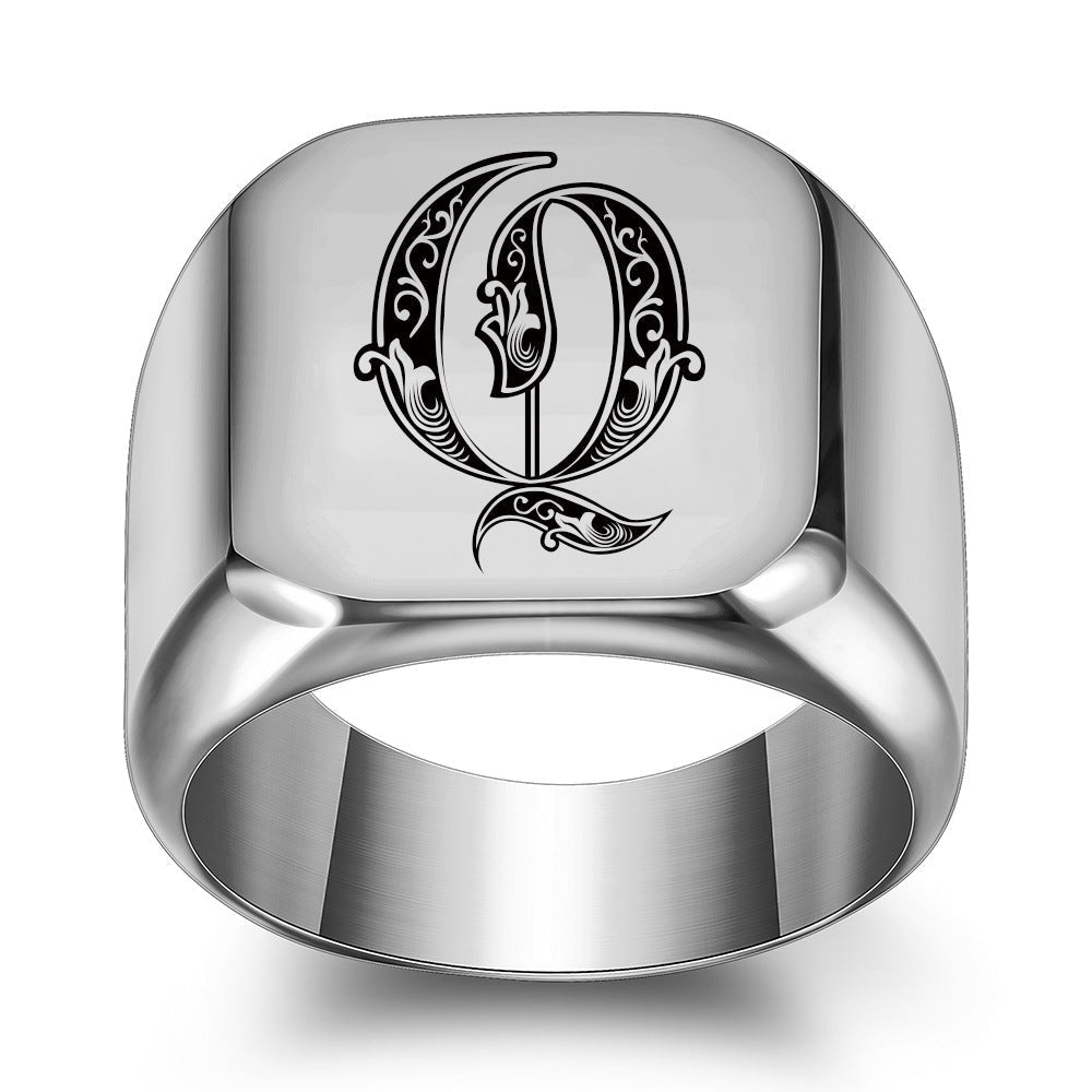 Bague classique Noble initiale | or blanc