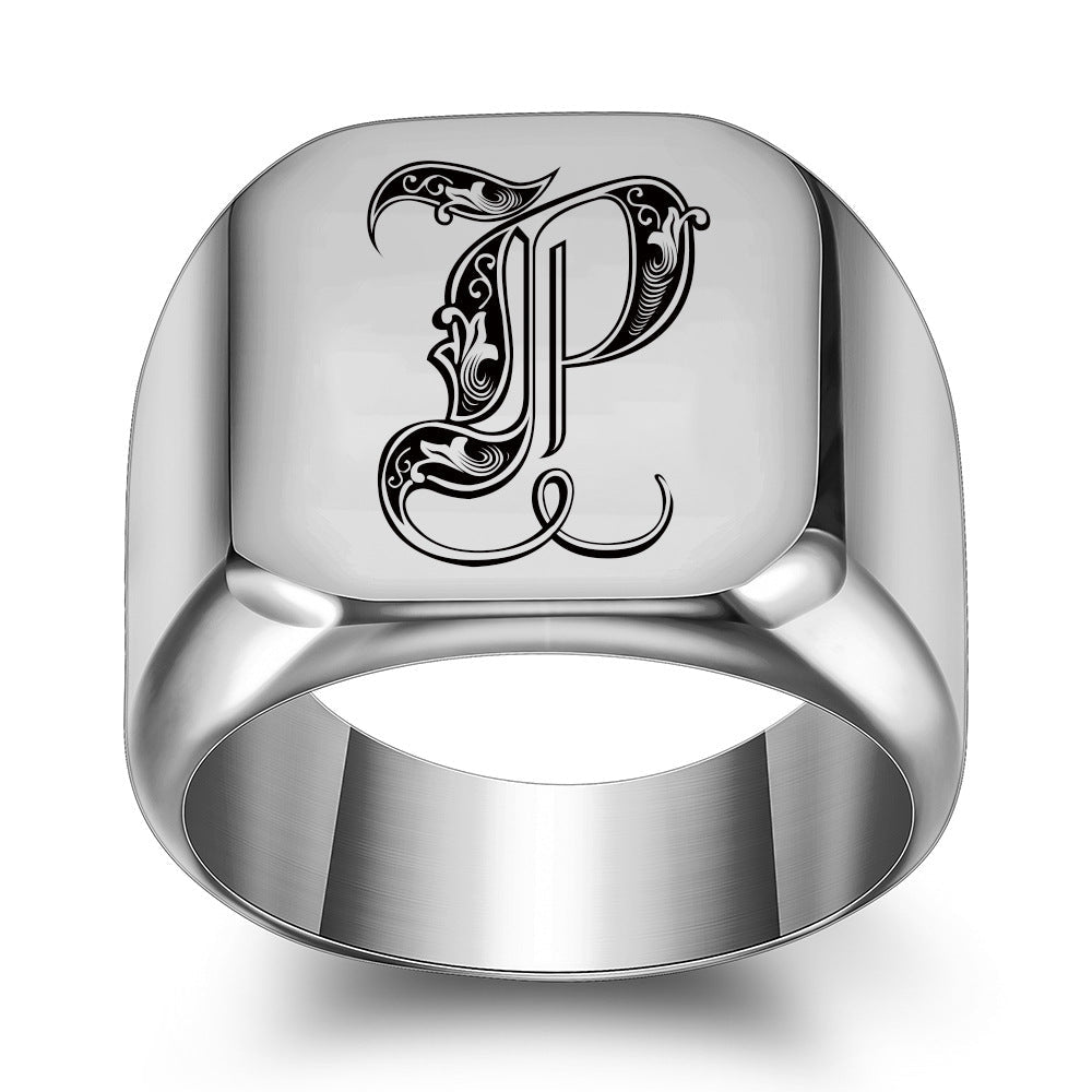 Bague classique Noble initiale | or blanc