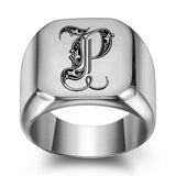 Bague classique Noble initiale | or blanc