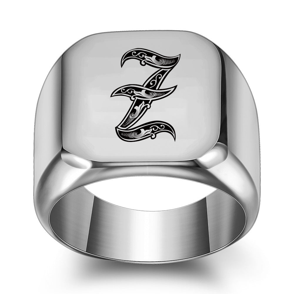 Bague classique Noble initiale | or blanc