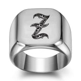 Bague classique Noble initiale | or blanc