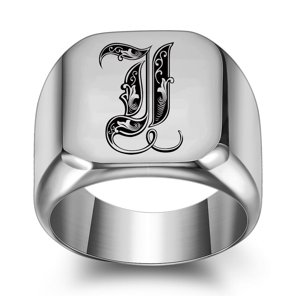 Bague classique Noble initiale | or blanc