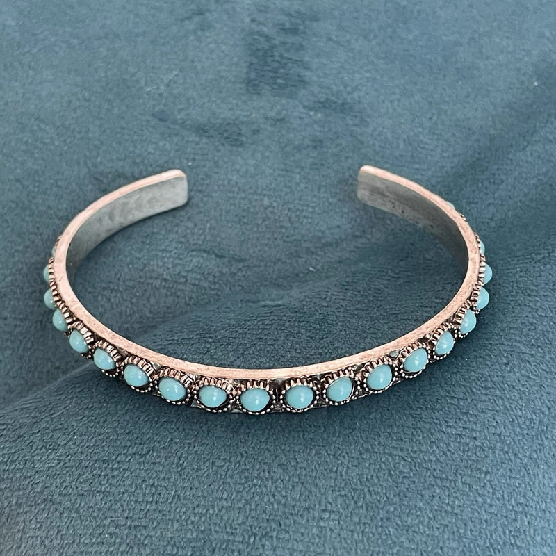 Bracelet Talisse turquoise ouvert | or blanc