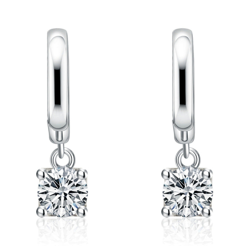 Boucles pendantes Aurora carré | or blanc