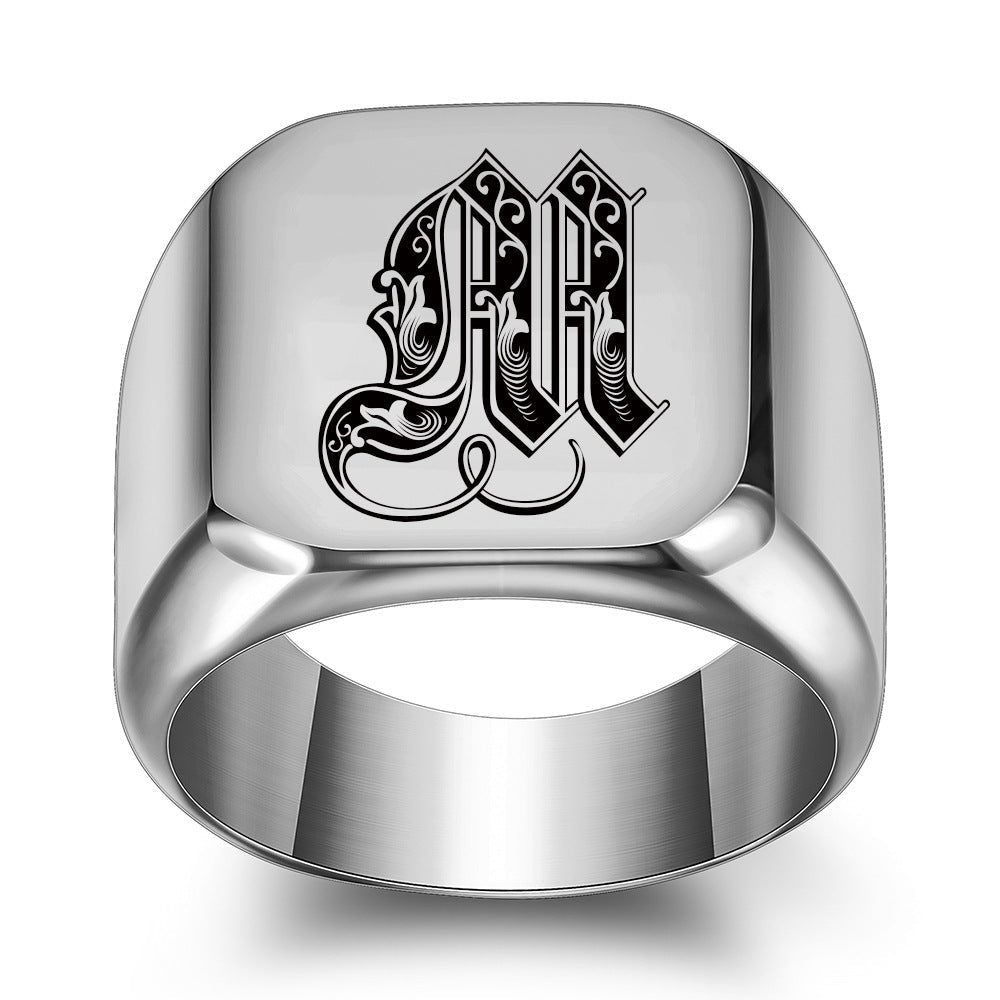Bague classique Noble initiale | or blanc