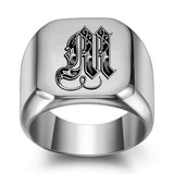 Bague classique Noble initiale | or blanc
