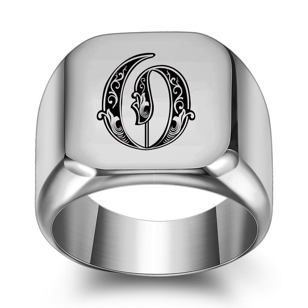 Bague classique Noble initiale | or blanc