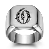 Bague classique Noble initiale | or blanc