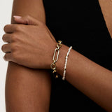Bracelet maille T-barre | or blanc