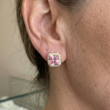 Puces saphir rose pavé | or