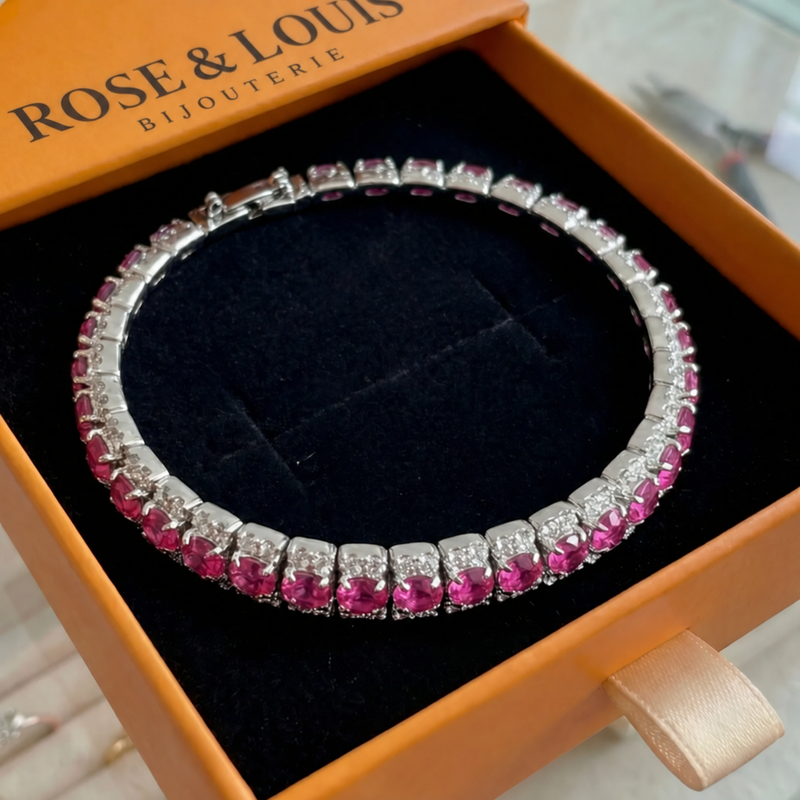 Bracelet Roseglow tennis | or blanc