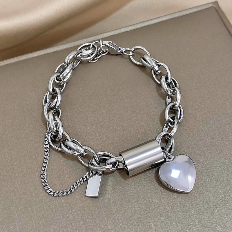 Bracelet Heartened massif | or blanc