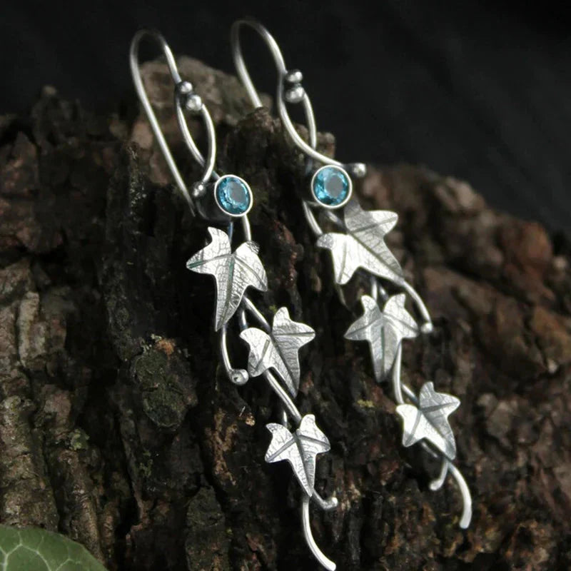 Boucles ancien feuille Elf | or blanc