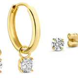 Lot de boucles Larmes de Lune pierre | or blanc