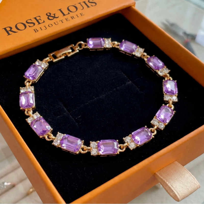 Bracelet Valleria améthyste breloque | or