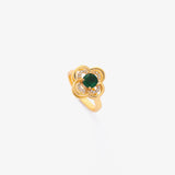 Bague trèfle halo émeraude pivotant | or