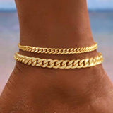 Chevillère multirang maille cubaine | or