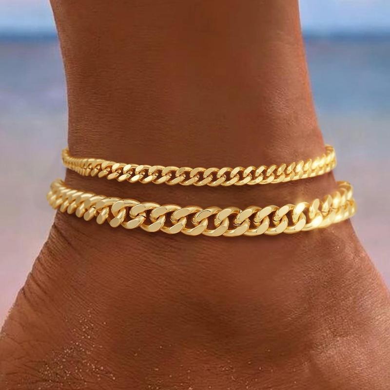 Chevillère multirang maille cubaine | or