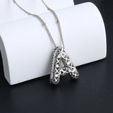 Collier bulle lettre initiale ensemble | or blanc
